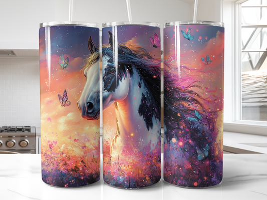 Edelstahl Thermobecher mit Steckdeckel - Pferd