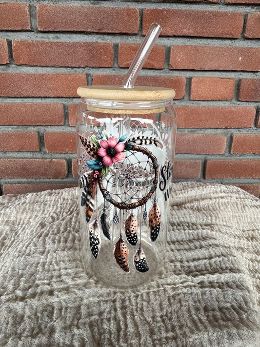 Trinkglas Transparent (Live) mit Deckel und Strohhalm