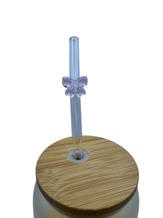 Glasstrohhalm - Rosa Schleifen