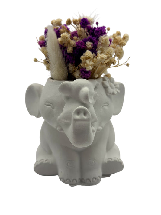 🐘 Trockenblumen-Deko im Elefanten aus Keraflot (B-Ware)
